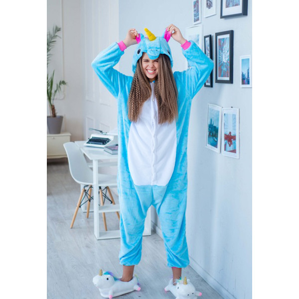 Пижама кигуруми Единорог голубой для детей и взрослых