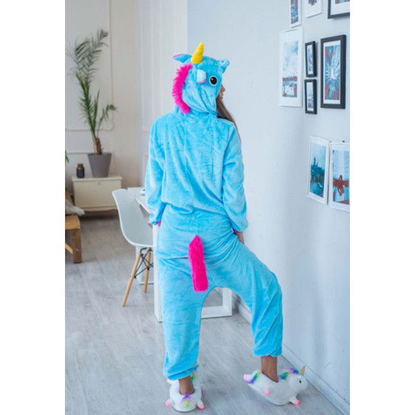 Пижама кигуруми Единорог голубой для детей и взрослых