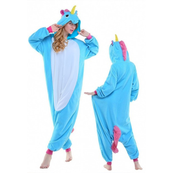 Пижама кигуруми Единорог голубой для детей и взрослых