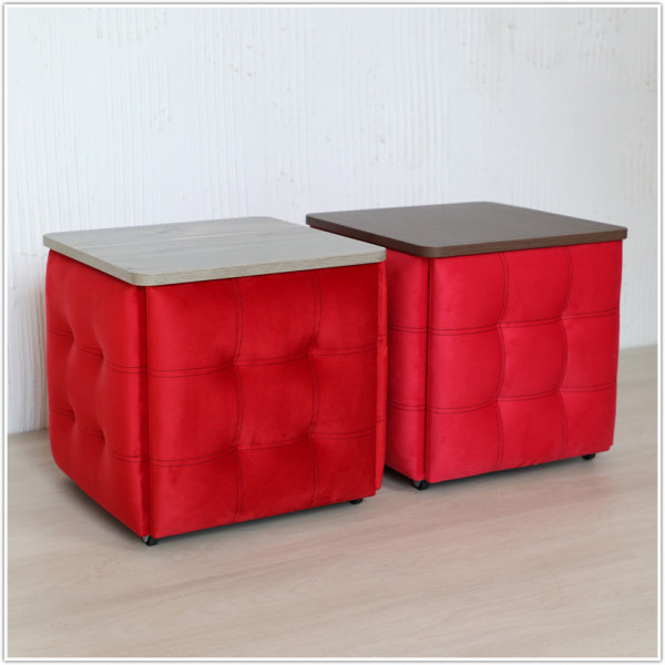 Пуф-трансформер 5в1 - тканина Велюр "антикіготь" - Червоний