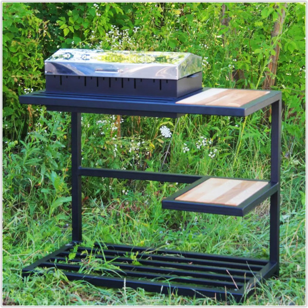 Мангал loft со столиком и съемной жаровней на 12 шампуров