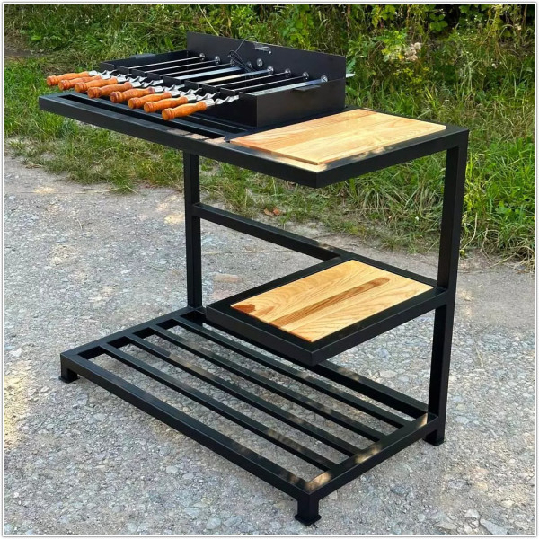 Мангал loft со столиком и съемной жаровней на 12 шампуров