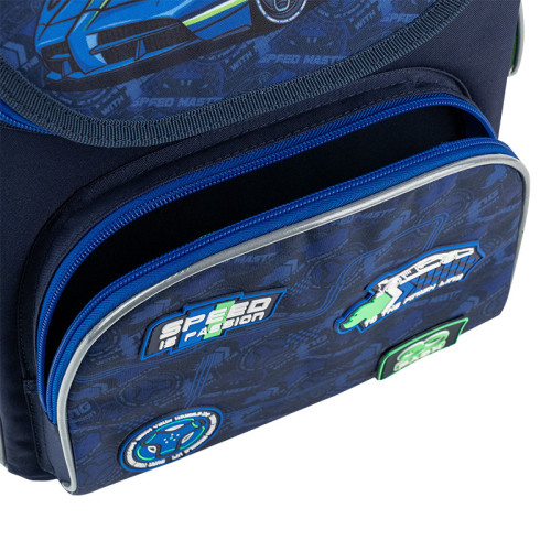 Рюкзак шкільний каркасний GoPack Racing GO25-5001S-6  подарунок пляшка Kite  34x26x13 синій