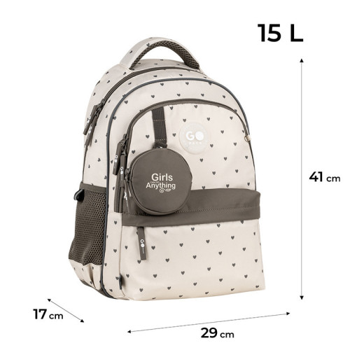Рюкзак для школи GoPack Beige Polka Dots GO26-182M-3  подарунок ланчбокс Kite з наповненням