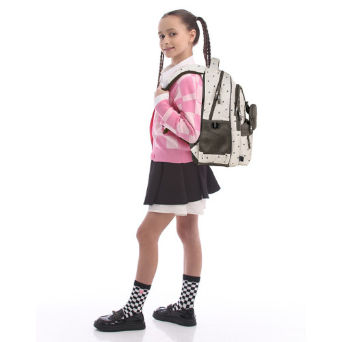 Рюкзак для школи GoPack Beige Polka Dots GO26-182M-3  подарунок ланчбокс Kite з наповненням
