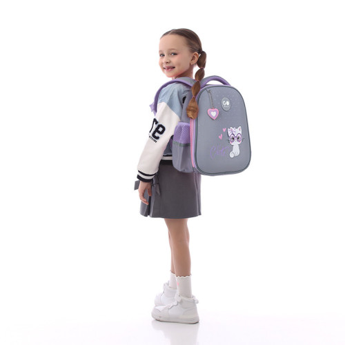 Рюкзак для школи напівкаркасний GoPack Cute Kitty GO26-165S-3 подарунок олівці на 24 кольори і ланчбокс Kite з наповненням