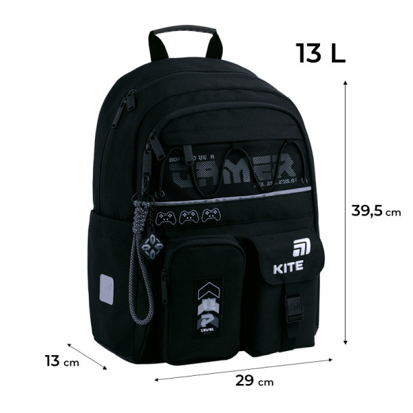 Шкільний рюкзак Kite Gamer K26-584M-5  подарунок фарби та пенал  зовнішні габарити 39,5x29x13