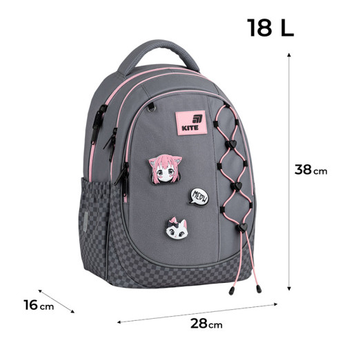 Шкільний рюкзак Kite Meow K26-700M-3  подарунок пенал Kite  зовнішні габарити 38x28x16