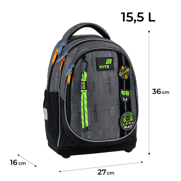 Шкільний рюкзак Kite Good Game K26-724S-2  подарунок ланчбокс та пенал  зовнішні габарити 36x27x16