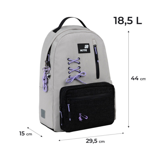 Рюкзак підлітковий Kite Romantic Minimalism K26-949L-1  подарунок пляшка Kite  зовнішні габарити 44x29,5x15