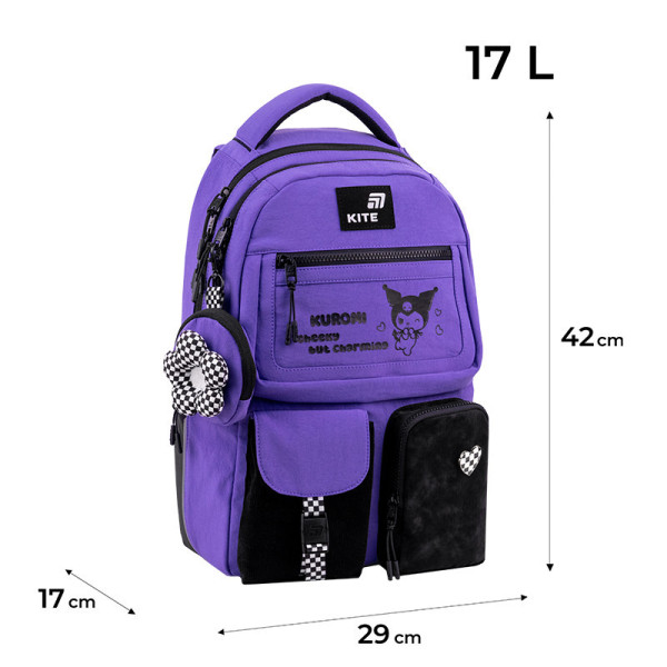 Рюкзак Kite Education teens Kuromi HK26-2587M-1  подарунок термос  (на зріст дитини 130-145 см)