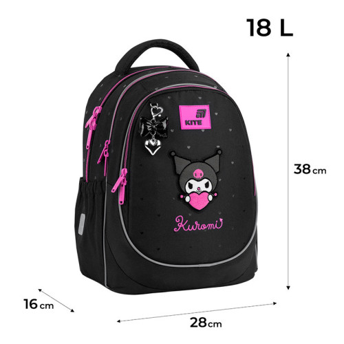 Рюкзак шкільний Kite Education Kuromi HK26-700M  подарунок пляшка, фарби та олівці  (на зріст дитини 130-145 см)