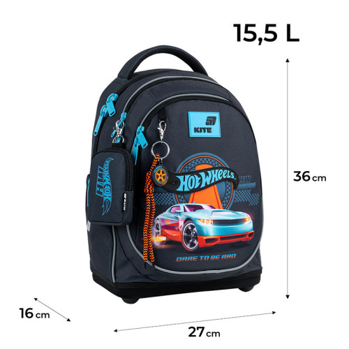 Рюкзак шкільний Kite Education Hot Wheels HW26-724S  подарунок пляшка та ланчбокс (на зріст дитини 115-130 см)