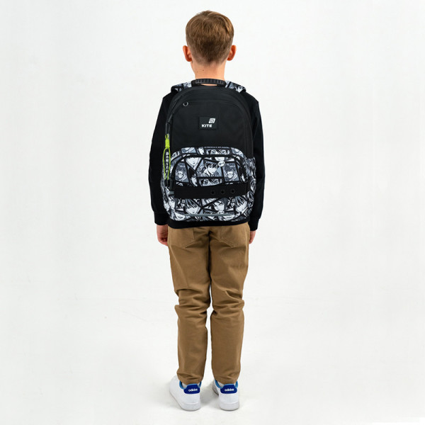 Рюкзак шкільний Kite Education Anime Boy K26-585M-5  подарунок пляшка, фарби та олівці  (на зріст дитини 130-145 см)