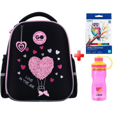 Рюкзак шкільний напівкаркасний GoPack Heart GO26-165S-2  подарунок олівці та пляшка Kite  (на зріст дитини 115 — 130 см)