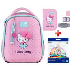 Рюкзак шкільний каркасний Kite Hello Kitty HK26-555S-1  подарунок олівці та пенал зовнішні габарити 36,5x27x15,5