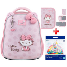 Рюкзак шкільний каркасний Kite Hello Kitty HK26-555S-2  подарунок олівці та пенал зовнішні габарити 36,5x27x15,5