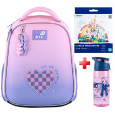 Рюкзак шкільний каркасний Kite Education Charming K26-555S-4  подарунок олівці та пляшка  (на зріст дитини 115-130 см)