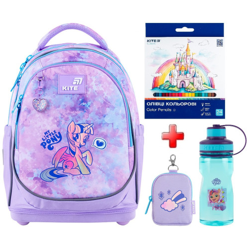 Рюкзак шкільний Kite Education My Little Pony LP26-724S  подарунок пляшка та олівці  (на зріст дитини 115-130 см)