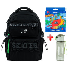 Рюкзак шкільний Kite Education Skater K26-1022M-2  подарунок олівці та пляшка  (на зріст дитини 130-145 см)