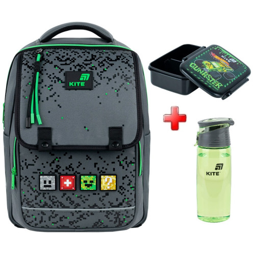 Рюкзак шкільний Kite Education Pixel K26-772M-2  подарунок ланчбокс та пляшка  (на зріст дитини 130-145 см)