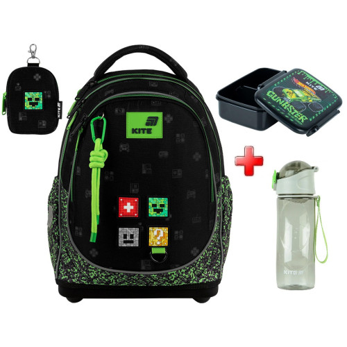 Рюкзак шкільний Kite Education Pixel K26-724S-4  подарунок пляшка та ланчбокс (на зріст дитини 115-130 см)
