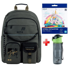 Рюкзак шкільний Kite Education Tokyo Vibe K26-584M-4  подарунок пляшка та олівці  (на зріст дитини 130-145 см)