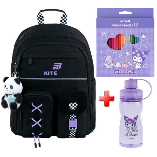 Рюкзак шкільний Kite Education Panda Love K26-584M-2  подарунок пляшка та олівці  (на зріст дитини 130-145 см)