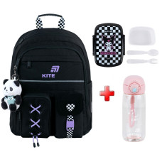 Рюкзак шкільний Kite Education Panda Love K26-584M-2  подарунок пляшка та ланчбокс  (на зріст дитини 130-145 см)