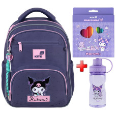 Рюкзак шкільний Kite Education Kuromi HK26-773M  подарунок пляшка та олівці  (на зріст дитини 130-145 см)