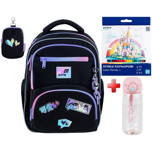 Рюкзак шкільний Kite Education Anime Dream K26-773M-2  подарунок пляшка та олівці  (на зріст дитини 130-145 см)