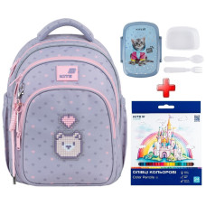 Шкільний рюкзак Kite Pixel Love K26-763S-1  подарунок ланчбокс та олівці  зовнішні габарити 37x27,5х12,5