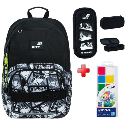 Шкільний рюкзак Kite Anime Boy K26-585M-5  подарунок фарби та пенал  зовнішні габарити 40x29x14