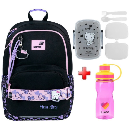 Рюкзак шкільний Kite Education Hello Kitty HK26-585M  подарунок ланчбокс та пляшка  (на зріст дитини 130-145 см)