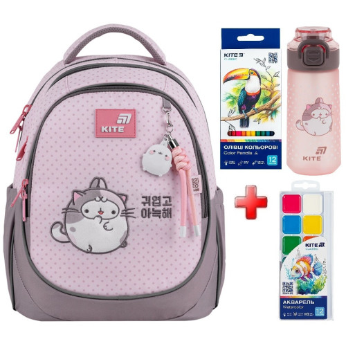 Рюкзак шкільний Kite Education Molang ML26-700M  подарунок пляшка, фарби та олівці  (на зріст дитини 130-145 см)