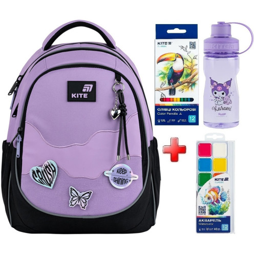 Рюкзак шкільний Kite Education Crush K26-700M-1  подарунок пляшка, фарби та олівці  (на зріст дитини 130-145 см)