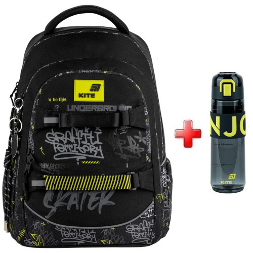 Рюкзак Kite Education teens Graffiti K26-727M-4  подарунок пляшка  (на зріст дитини 130-145 см)