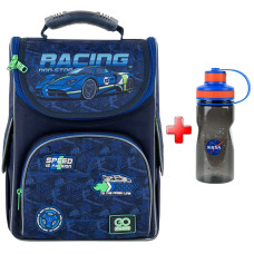 Рюкзак шкільний каркасний GoPack Racing GO25-5001S-6  подарунок пляшка Kite  34x26x13 синій