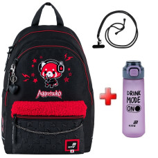 Рюкзак шкільний Kite Aggretsuko AR25-2575M  подарунок пляшка  42x29x18  чорний