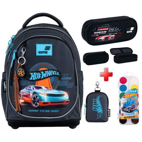 Шкільний рюкзак Kite Hot Wheels HW26-724S  подарунок фарби та пенал  зовнішні габарити 36x27x16