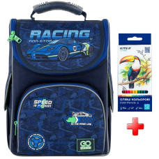 Рюкзак для школи каркасний GoPack Education Racing GO25-5001S-6  подарунок ланчбокс та олівці  (на зріст дитини 115-130 см)